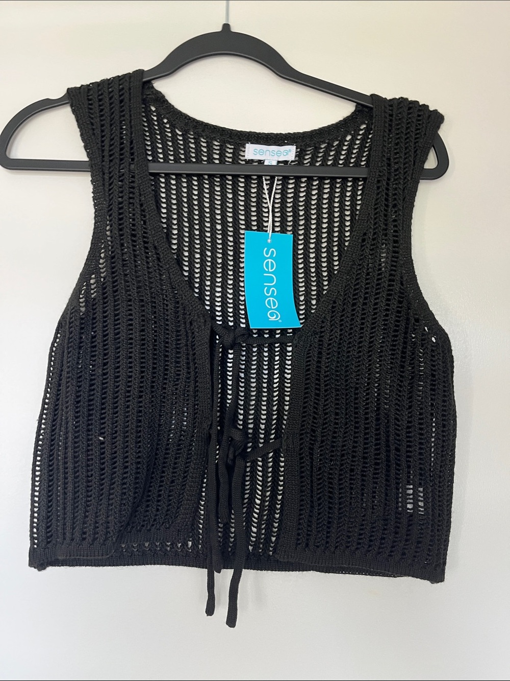 Sense8 Black Crochet Tie-Front Camisole